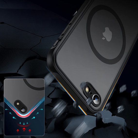 Etui do iPhone 7/8/SE 2020/SE 2022, do MagSafe, Hybrid Case Matte, czarne + Szkło hartowane