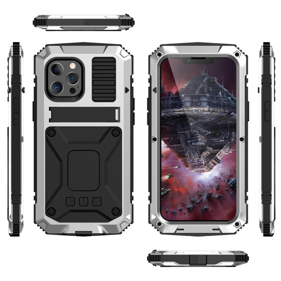 Etui do iPhone 13 Mini, R-JUST, pancerne, srebrne