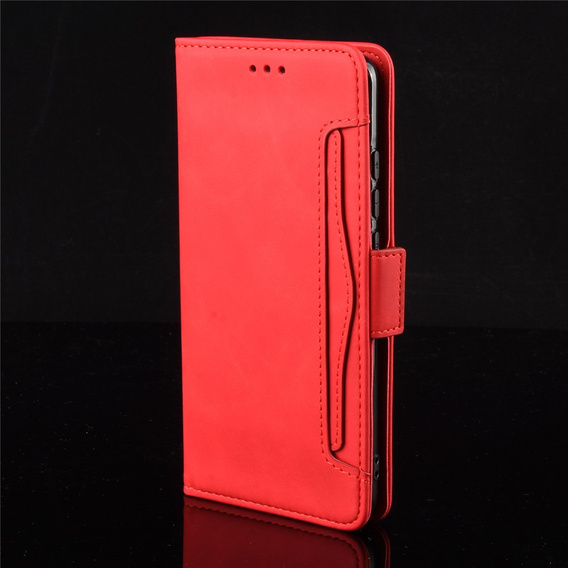 Etui z klapką do Oppo Reno 14, Card Slot, portfelowe, czerwone