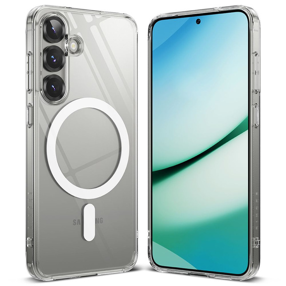 Etui Ringke do Samsung Galaxy S25, Fusion MagSafe, Przezroczyste + Szkło Hartowane 9H