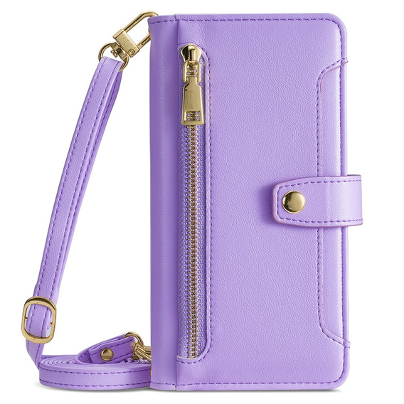 Etui z klapką do Motorola Moto G84 5G, Wallet Zipper Pocket, fioletowe
