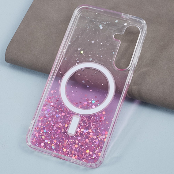 Etui do Samsung Galaxy S24, Glittery, do MagSafe, różowe