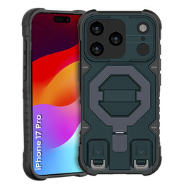 Etui do iPhone 17 Pro, do MagSafe, pancerne z podstawką, niebieskie