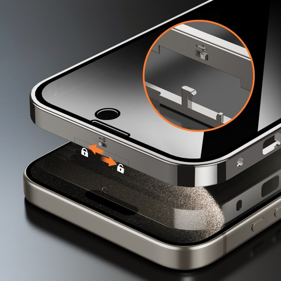 Etui do iPhone 15 Pro, Privacy Dual Glass, do MagSafe, srebrne
