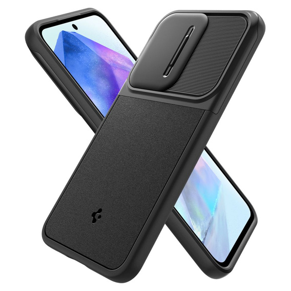 Etui Spigen do Samsung Galaxy A55 5G, Optik Armor, Czarne + Szkło