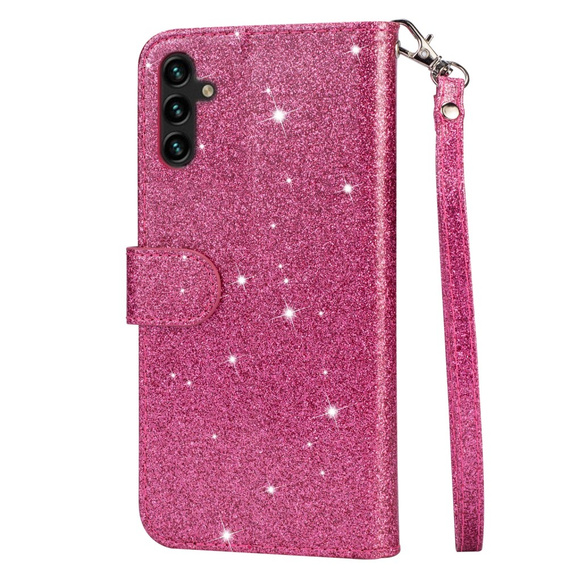 Etui z klapką do Samsung Galaxy A56 5G, Wallet Zipper Pocket Glittery, różowe