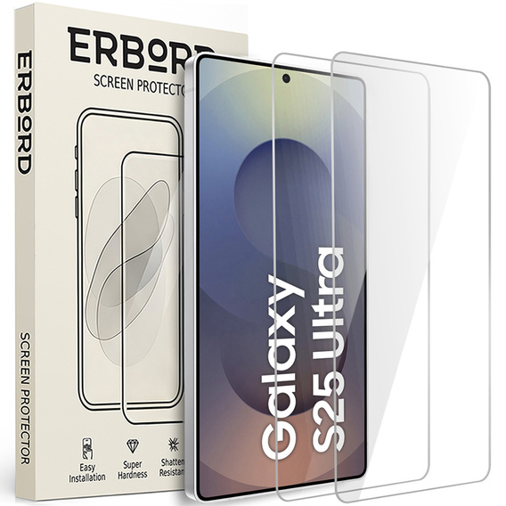 2x Szkło Hartowane ERBORD 9H do Samsung Galaxy S25 Ultra – ochrona, na którą możesz liczyć