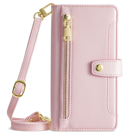 Etui z klapką do Motorola Moto G53 5G/ G23 4G/ G13 4G, Wallet Zipper Pocket, różowe