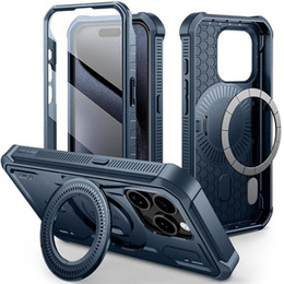 Etui pancerne do iPhone 15 Pro, Dexnor Full Body MagSafe, granatowe