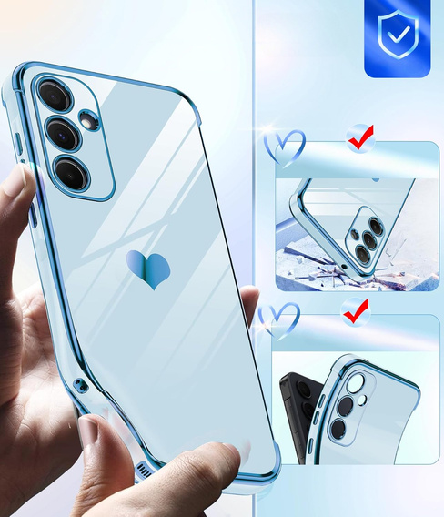 Etui do Samsung Galaxy A54 5G, Electro heart, niebieskie + 2x Szkło 9H