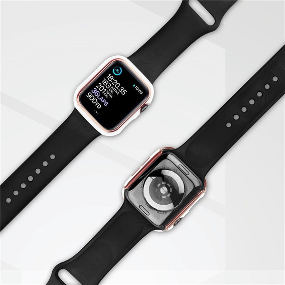 2w1 Etui + Szkło Hartowane do Apple Watch 7/8/9 45mm - Biały / Złoty