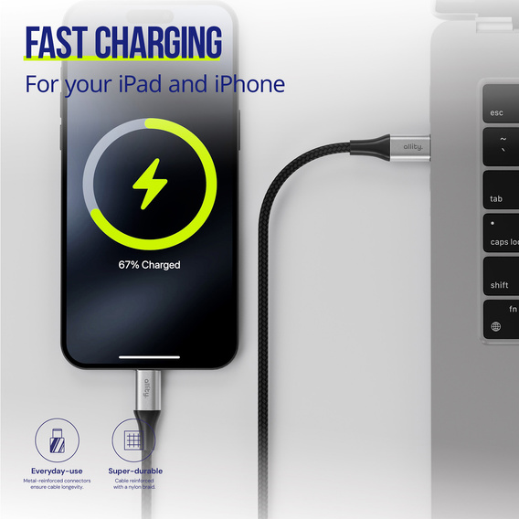 Przewód do ładowania Allity 27W z USB-C na Lightning, 1 m – czarny