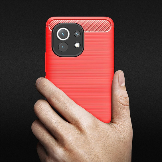 Etui do Xiaomi Mi 11, Karbon, czerwone