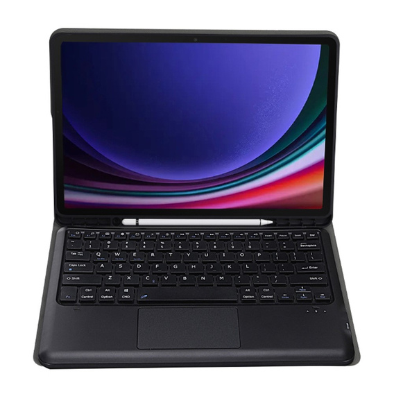 Etui z klawiaturą do Samsung Galaxy Tab S9+, Leather Pen Slot TouchPad, czarne