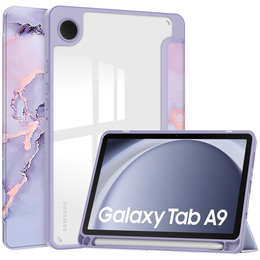 Etui Smartcase Hybrid do Samsung Galaxy Tab A9, z miejscem na rysik – fioletowe Marble