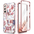 Etui do Samsung Galaxy S22, Suritch Full Body Marble, różowe