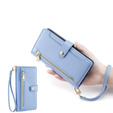 Etui z klapką do iPhone 14 Pro, Wallet Zipper Pocket, niebieskie