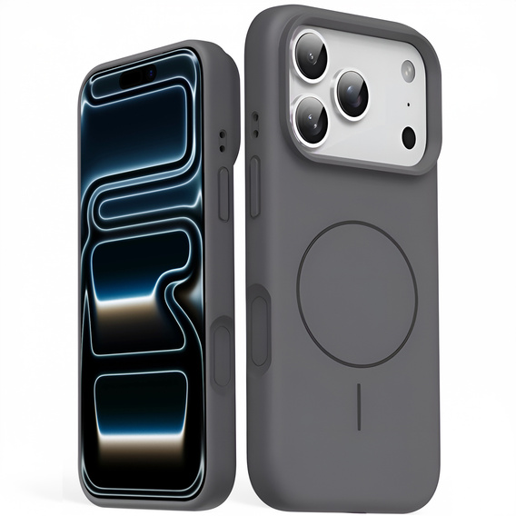 Etui silikonowe do iPhone 17 Pro, do MagSafe, antywstrząsowe, szare