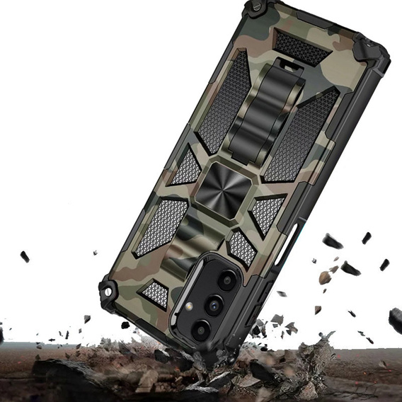 Etui pancerne do Samsung Galaxy A14 4G/5G, z podstawką, Zielone moro