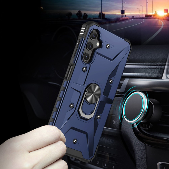 Etui pancerne do Samsung Galaxy A14 4G/5G, z ringiem, granatowe