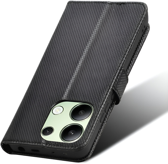 Etui do Xiaomi Redmi Note 13 4G, Smart Magnet, Czarne + Szkło 9H