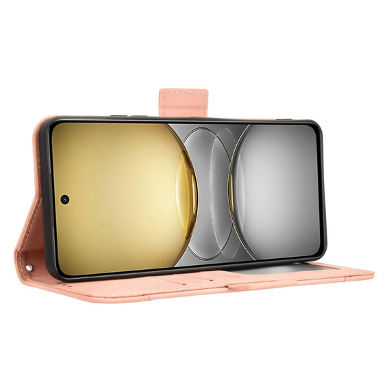 Etui z klapką do Realme 14X / Realme C75, Card Slot, różowe