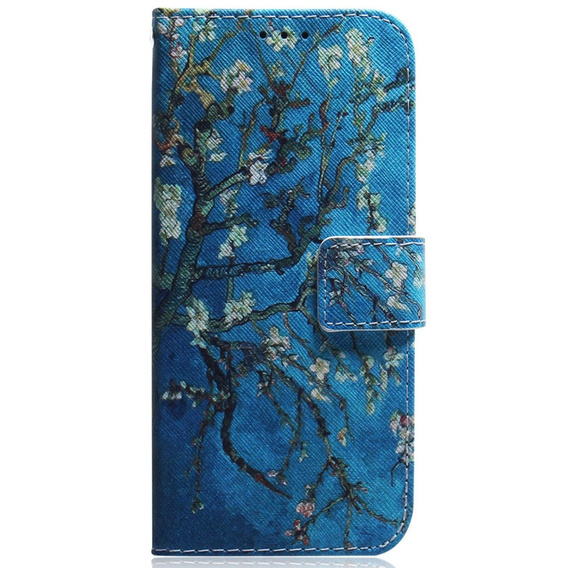 Etui z klapką do Oppo A17, Wallet, Sakura niebieskie