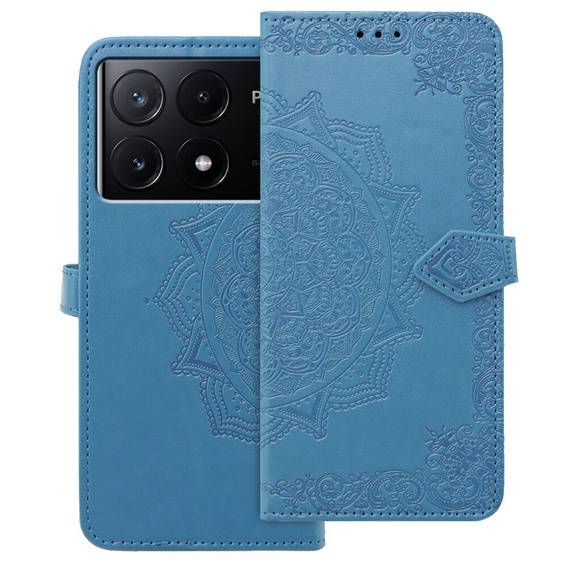 Etui z klapką do Xiaomi Poco X6 Pro 5G, Mandala, niebieskie
