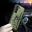 Etui pancerne do Samsung Galaxy S23, z ringiem, zielone