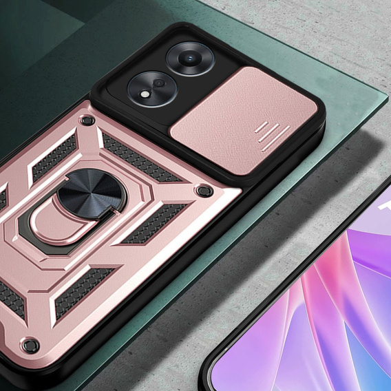 Etui pancerne do Oppo A78 5G, CamShield Slide, różowe rose gold