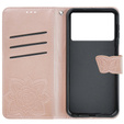 Etui z klapką do Xiaomi Poco F6 Pro, Butterfly, różowe rose gold