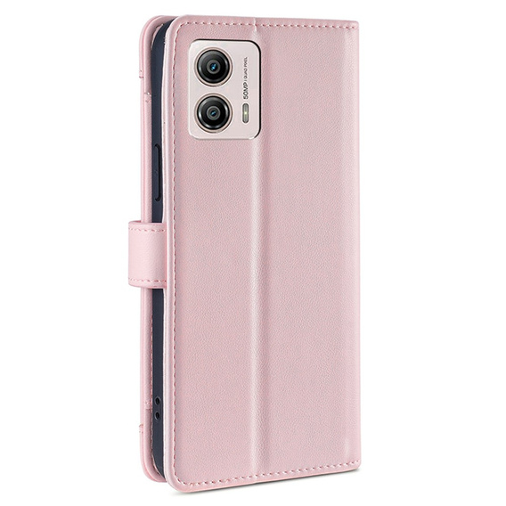 Etui z klapką do Motorola Moto G53 5G/ G23 4G/ G13 4G, Wallet Zipper Pocket, różowe