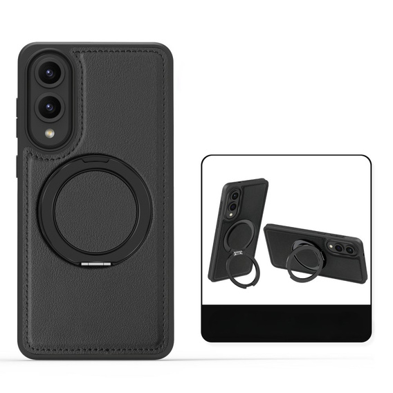 Etui do Samsung Galaxy S25 Edge, magnetyczne z podstawką – czarne