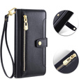 Etui z klapką do iPhone 16E, Wallet Zipper Pocket, czarne
