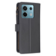 Etui z klapką do Xiaomi Redmi Note 13 Pro 4G / Xiaomi Redmi Note 14S / Xiaomi Poco M6 Pro 4G, Wallet Zipper Pocket, czarne