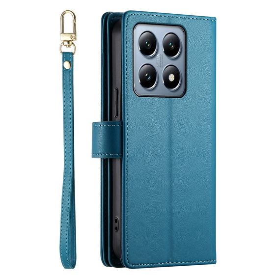 Etui z klapką do Xiaomi 14T Pro, Wallet Zipper Pocket, niebieskie