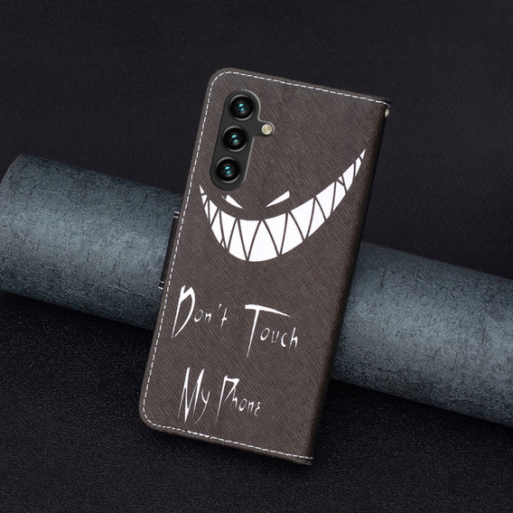 Etui z klapką do Samsung Galaxy A05s, Wallet, Don't Touch My Phone czarne