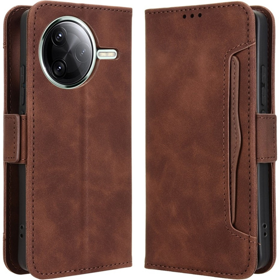 Etui z klapką do Xiaomi Poco F7 Ultra, Card Slot, brązowe