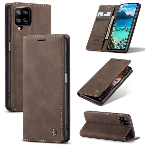 Etui CASEME do Samsung Galaxy A12 / M12 / A12 2021, Leather Wallet Case, kawowe