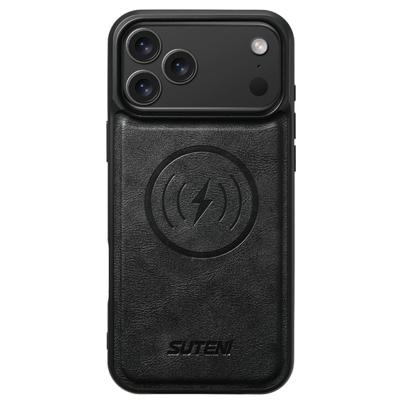 Etui z klapką 2w1 do iPhone 17 Pro, SUTENI, do MagSafe, czarne