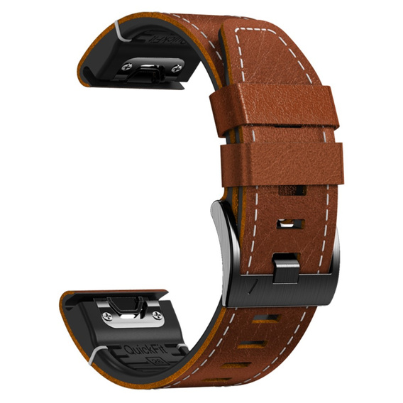 Pasek Skórzany Quickfit do zegarków Garmin Fenix 5X/6X/6X PRO/7X, Brązowy