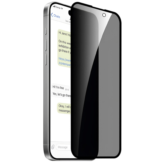 2x Szkło Hartowane prywatyzujące do iPhone 15 Plus, ERBORD 9H Easy App Anti-Peep