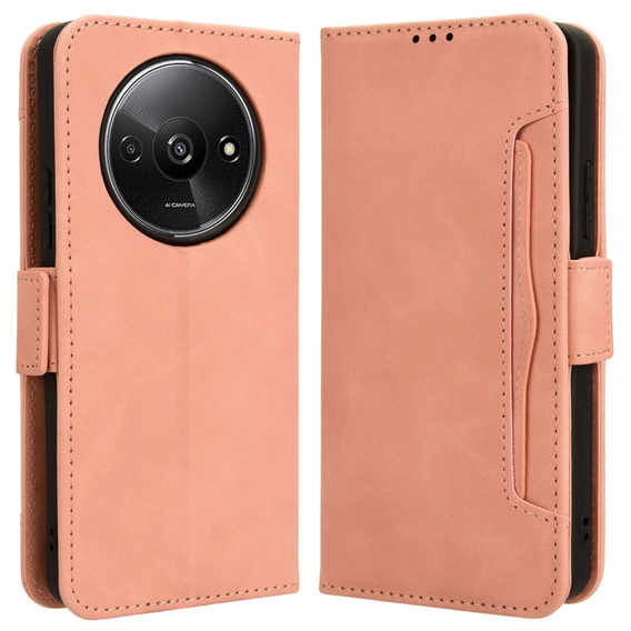 Etui z klapką do Xiaomi Redmi A3, Card Slot, różowe