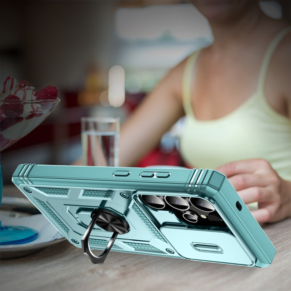 Etui do Samsung Galaxy S25 Ultra, KickStand Camera Lens, niebieskie