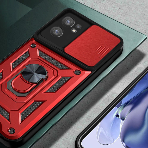 Etui pancerne do Oppo Reno7 5G, CamShield Slide, czerwone