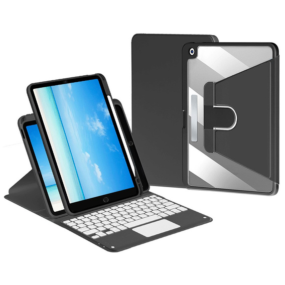 Etui z klawiaturą do iPad 10.2" 2021/2020/2019 (9/8/7 gen.), Touchpad Pen Slot, czarne