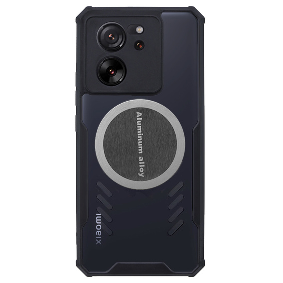 Etui do Xiaomi 13T / 13T Pro, z blaszką magnetyczną, Czarne / Przezroczyste