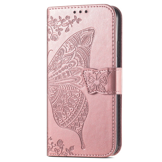 Etui z klapką do Infinix Hot 30i, Butterfly, różowe rose gold