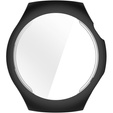 2w1 Etui silikonowe z osłoną ekranu do Huawei Watch 5 42mm – lekka ochrona wyświetlacza i boków - czarne