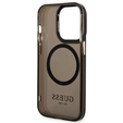 Etui GUESS do iPhone 14 Pro Max, Gold Outline Translucent MagSafe, czarne